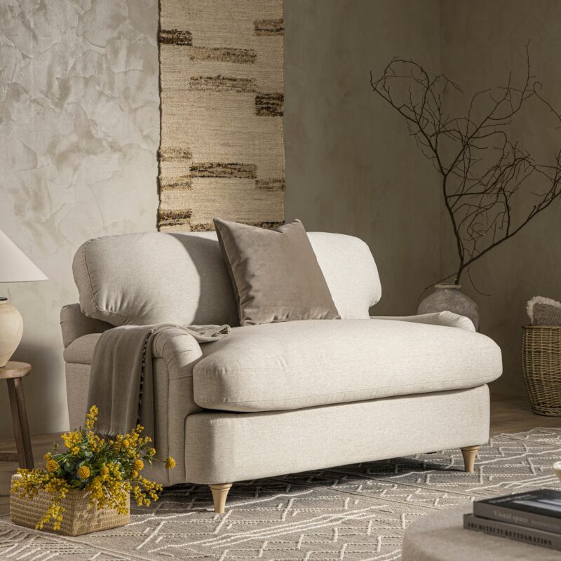 Daphnis Oatmeal Fabric Sofa Bed, Loveseat - Image 2