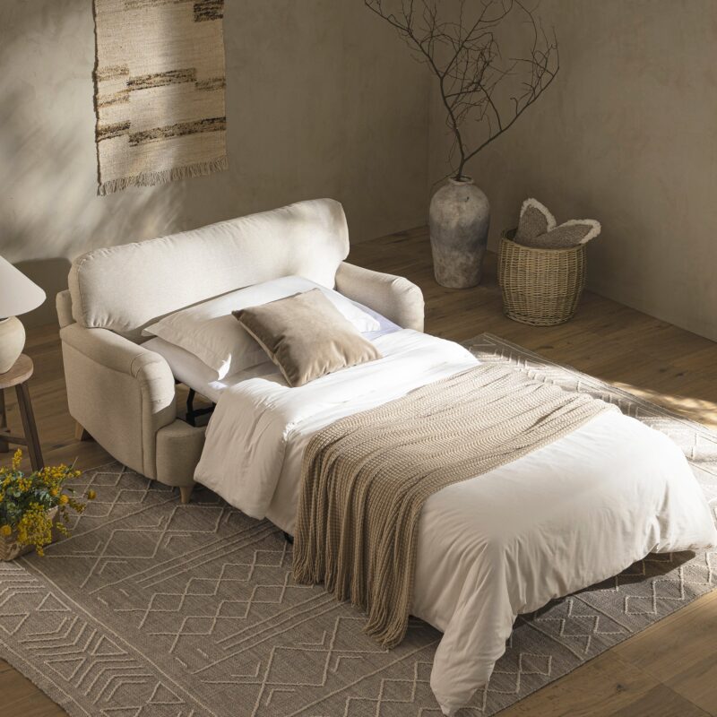Daphnis Oatmeal Fabric Sofa Bed, Loveseat - Image 3