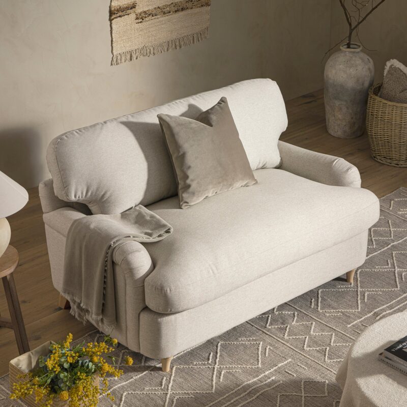 Daphnis Oatmeal Fabric Sofa Bed, Loveseat - Image 4