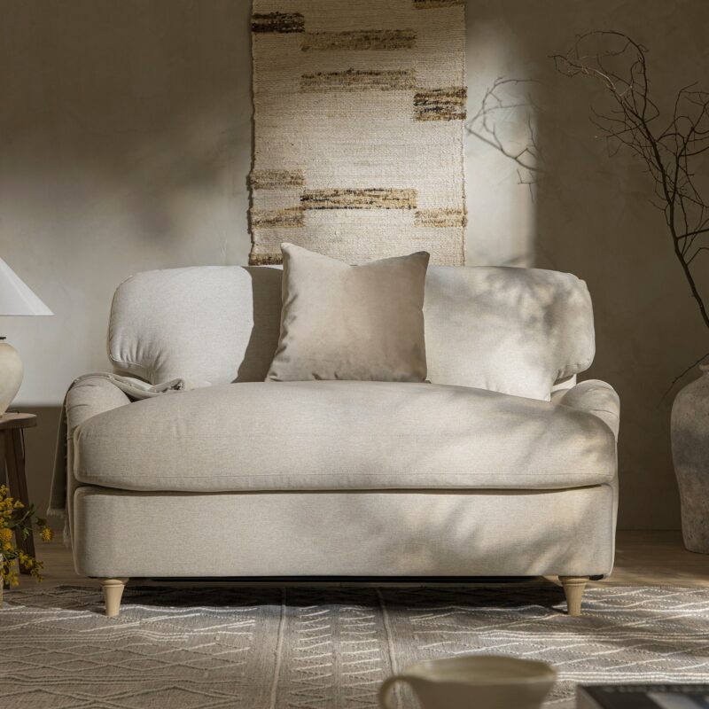 Daphnis Oatmeal Fabric Sofa Bed, Loveseat - Image 6