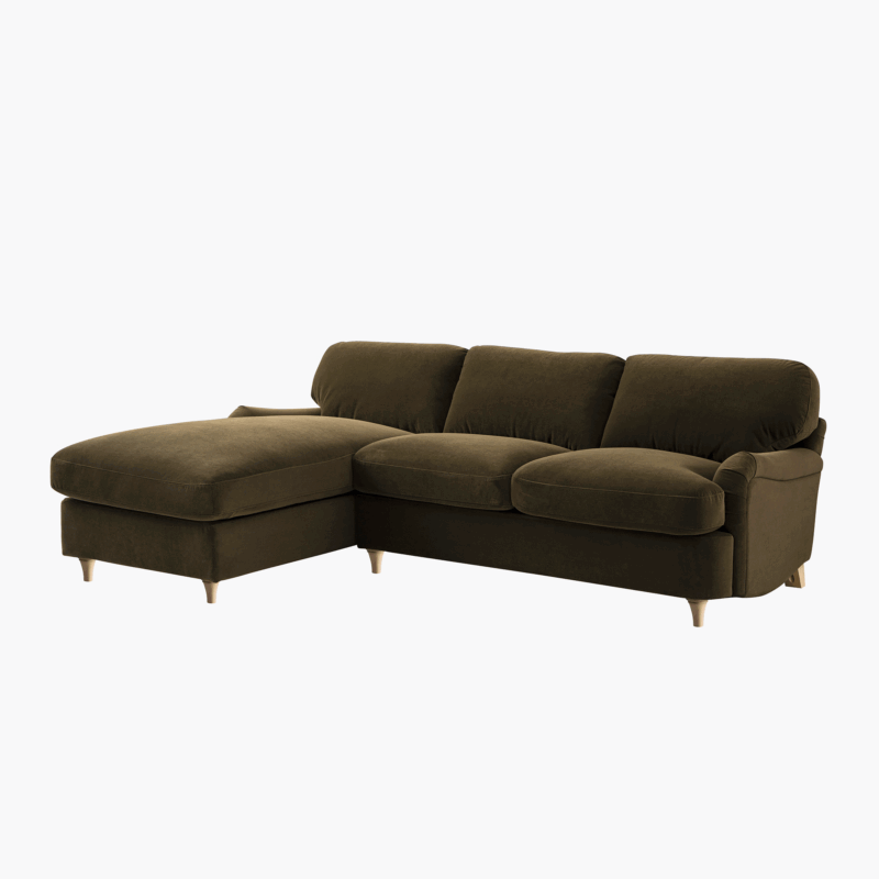 Daphnis Seaweed Velvet Sofa Bed, Grande Chaise Left Hand Facing - Image 4