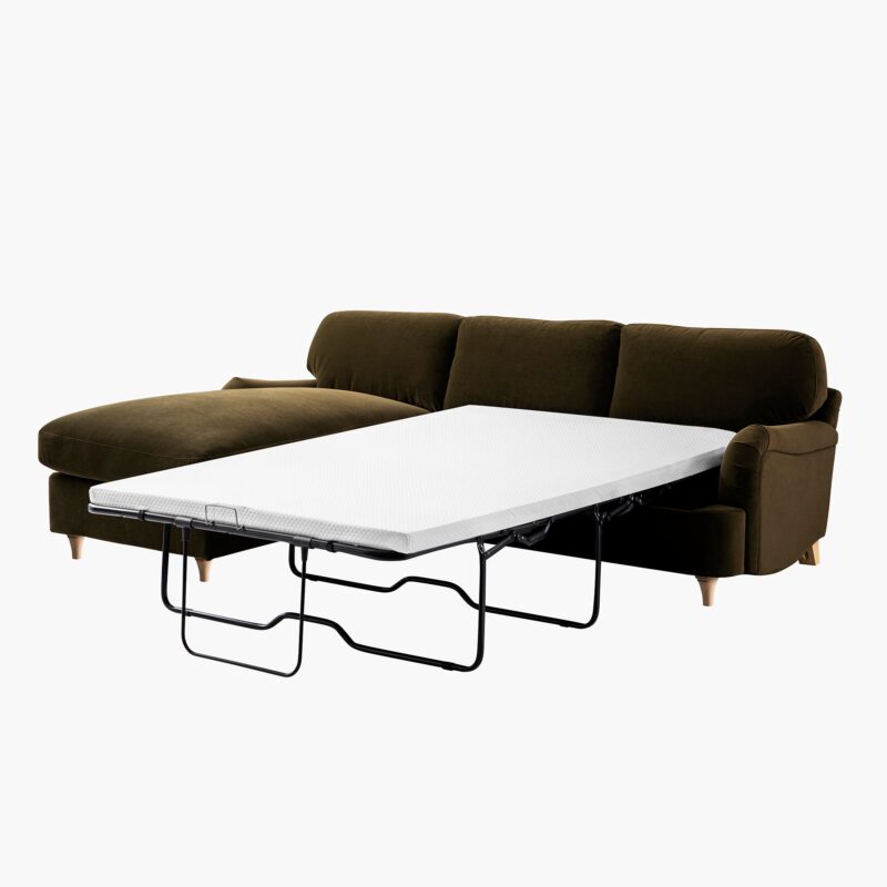 Daphnis Seaweed Velvet Sofa Bed, Grande Chaise Left Hand Facing - Image 2