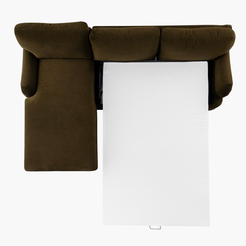Daphnis Seaweed Velvet Sofa Bed, Grande Chaise Left Hand Facing - Image 6