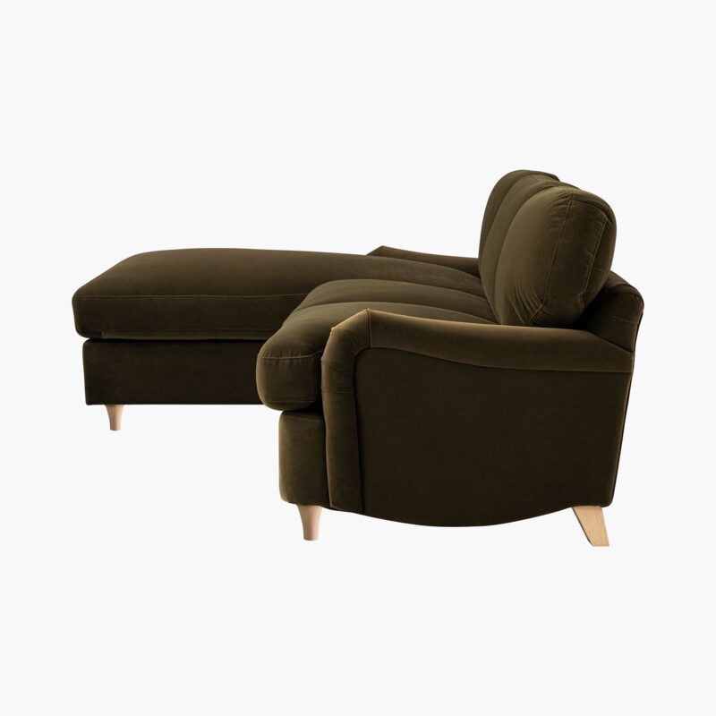 Daphnis Seaweed Velvet Sofa Bed, Grande Chaise Left Hand Facing - Image 8