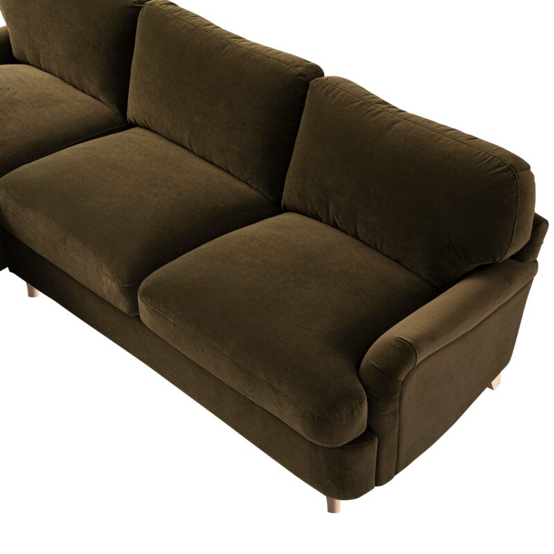 Daphnis Seaweed Velvet Sofa Bed, Grande Chaise Left Hand Facing - Image 11