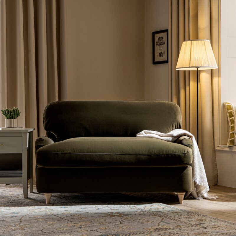 Daphnis Seaweed Velvet Sofa Bed, Loveseat - Image 4