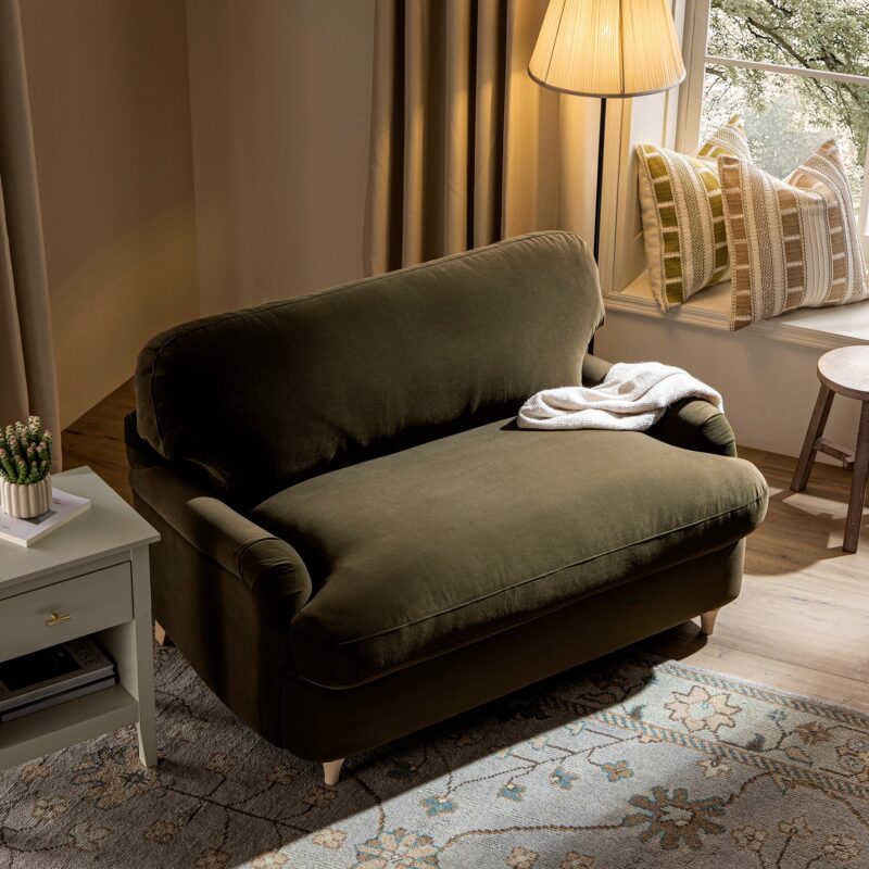 Daphnis Seaweed Velvet Sofa Bed, Loveseat - Image 6