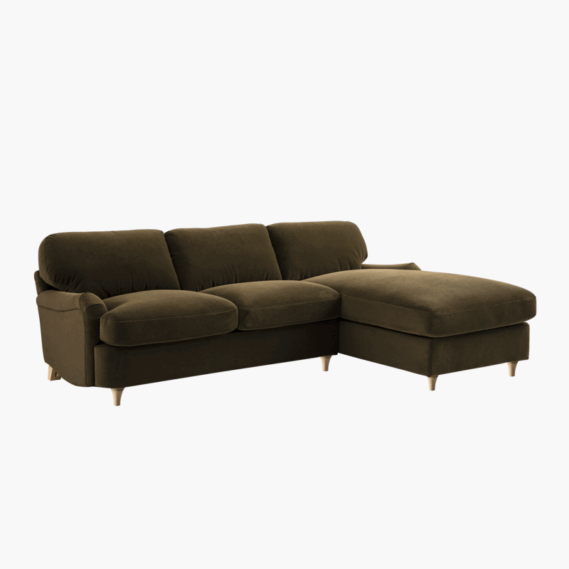 Daphnis Seaweed Velvet Sofa Bed, Grande Chaise Right Hand Facing - Image 4