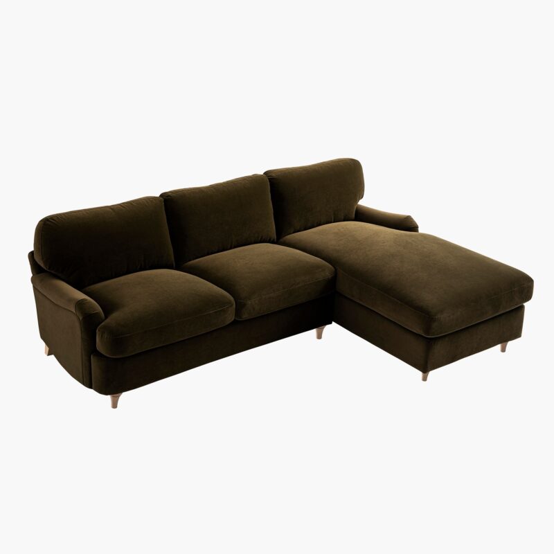 Daphnis Seaweed Velvet Sofa Bed, Grande Chaise Right Hand Facing - Image 7