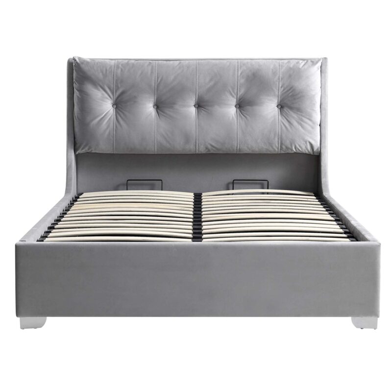 Hadley Grey Velvet Ottoman Storage Bed - Image 3