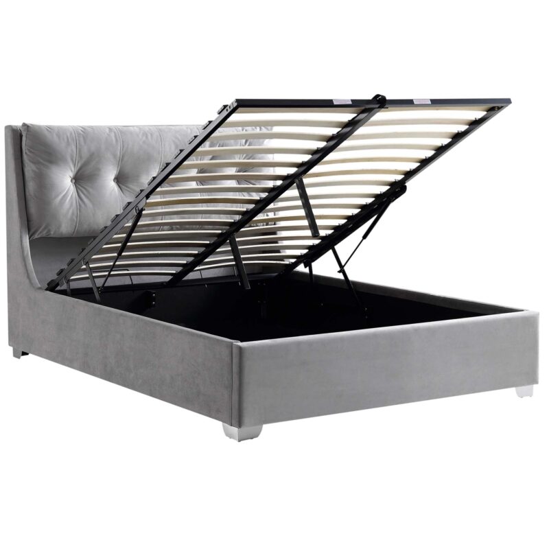 Hadley Grey Velvet Ottoman Storage Bed - Image 4
