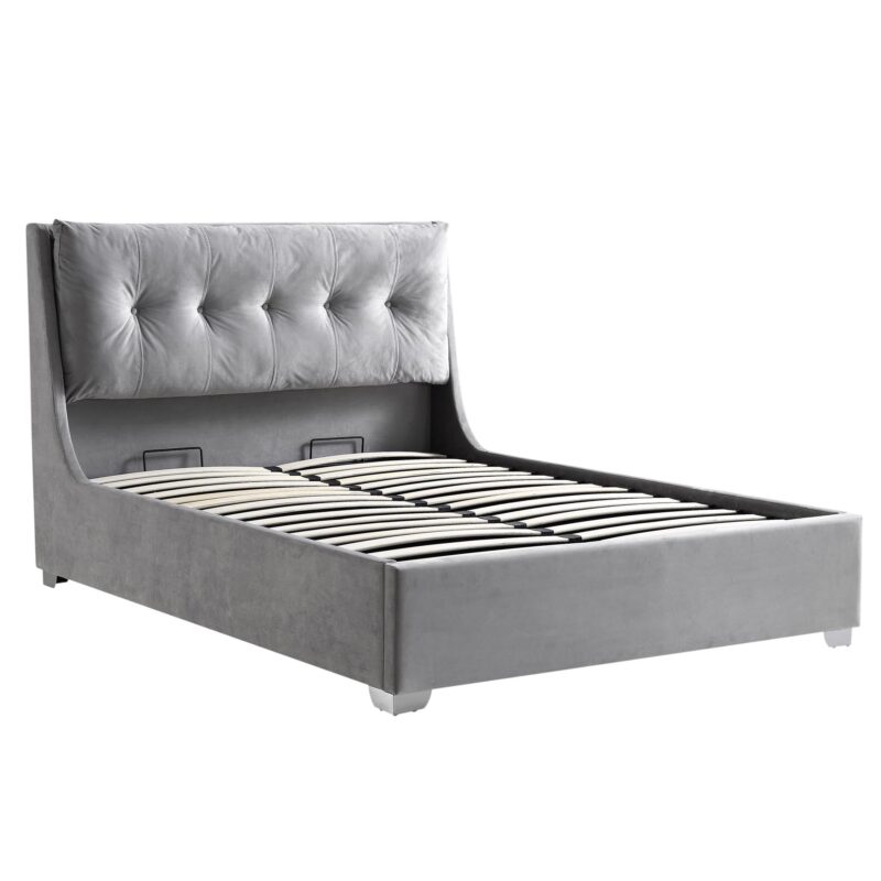 Hadley Grey Velvet Ottoman Storage Bed - Image 6