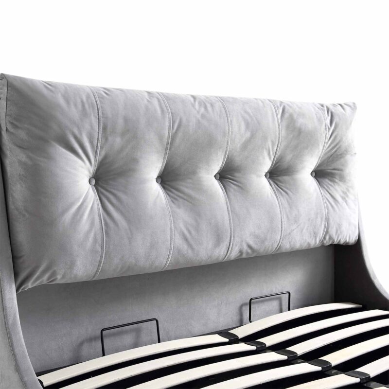 Hadley Grey Velvet Ottoman Storage Bed - Image 8