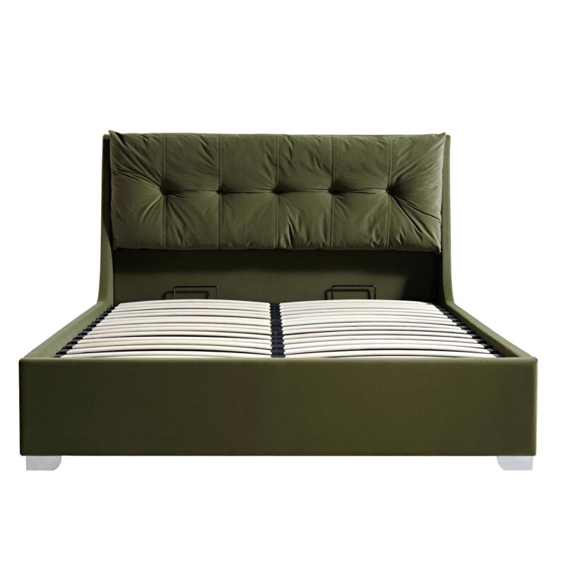 Hadley Moss Green Velvet Ottoman Storage Bed - Image 5