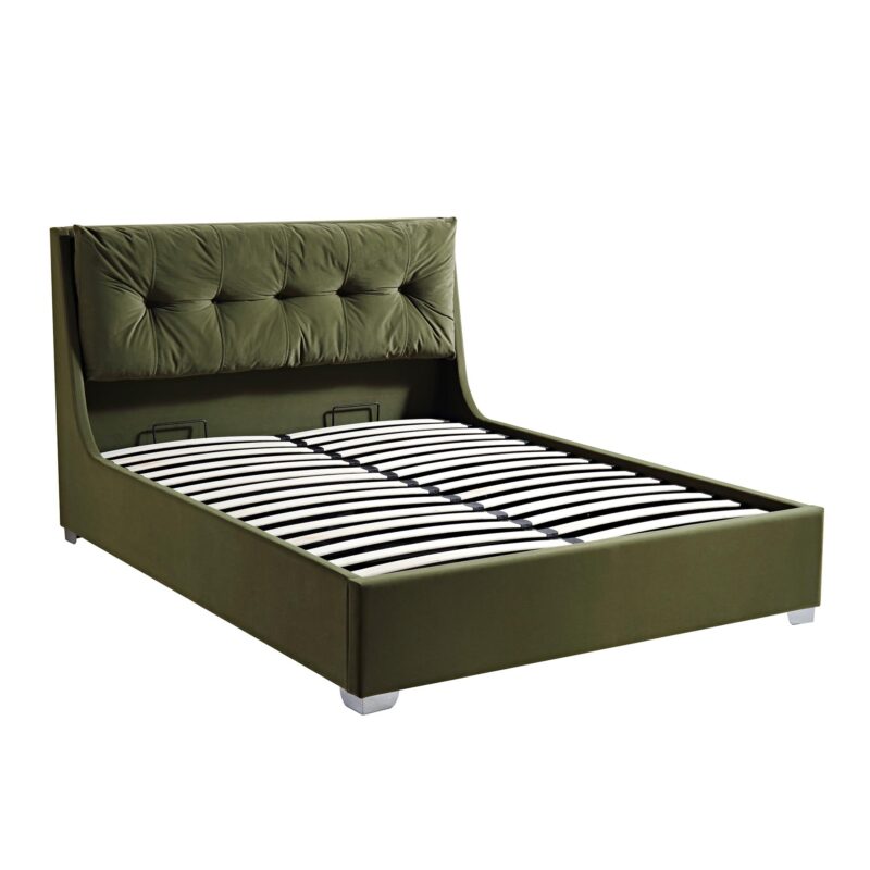 Hadley Moss Green Velvet Ottoman Storage Bed - Image 6
