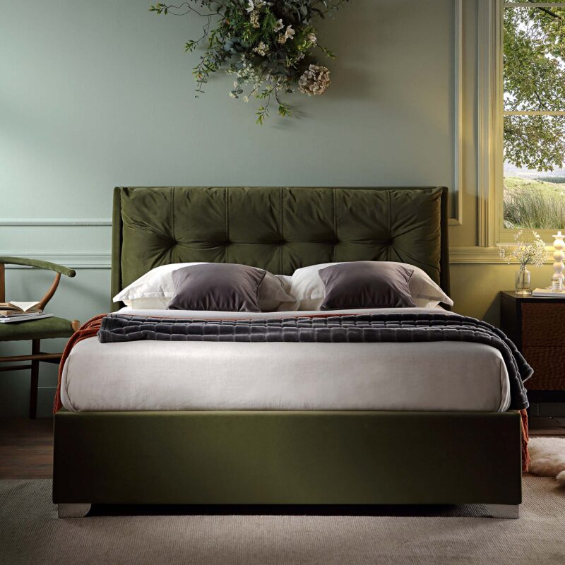 Hadley Moss Green Velvet Ottoman Storage Bed - Image 3