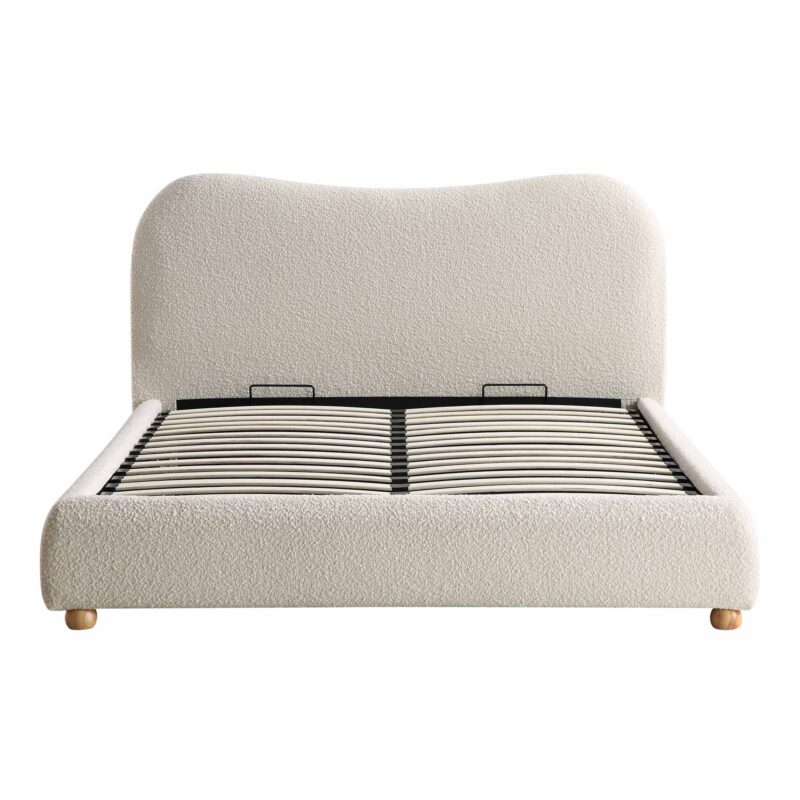 Egerie Curved Headboard Beige Boucle Ottoman Storage Bed - Image 4