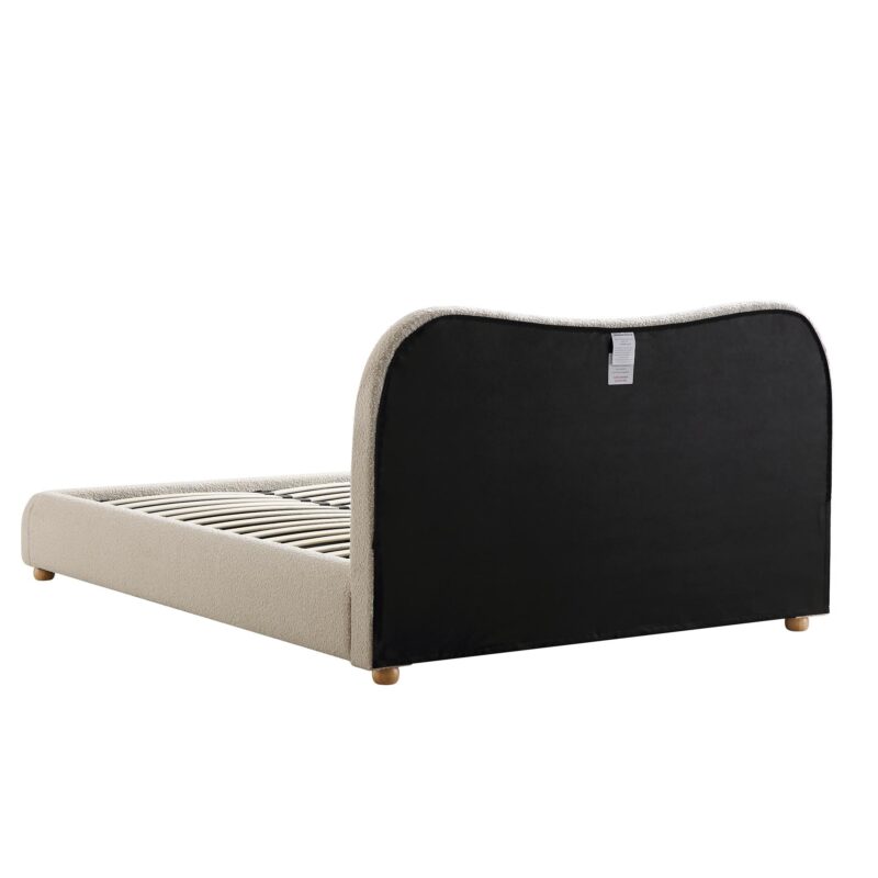 Egerie Curved Headboard Beige Boucle Ottoman Storage Bed - Image 9