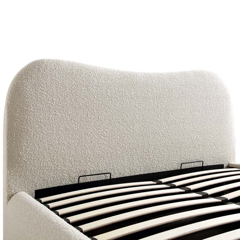 Egerie Curved Headboard Beige Boucle Ottoman Storage Bed - Image 10