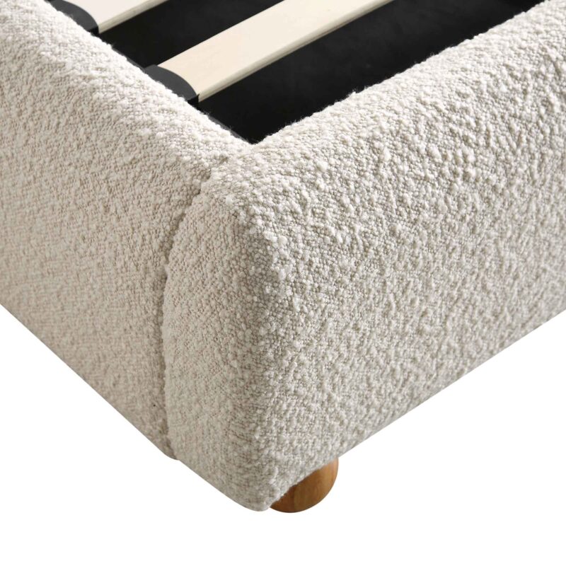 Egerie Curved Headboard Beige Boucle Ottoman Storage Bed - Image 11