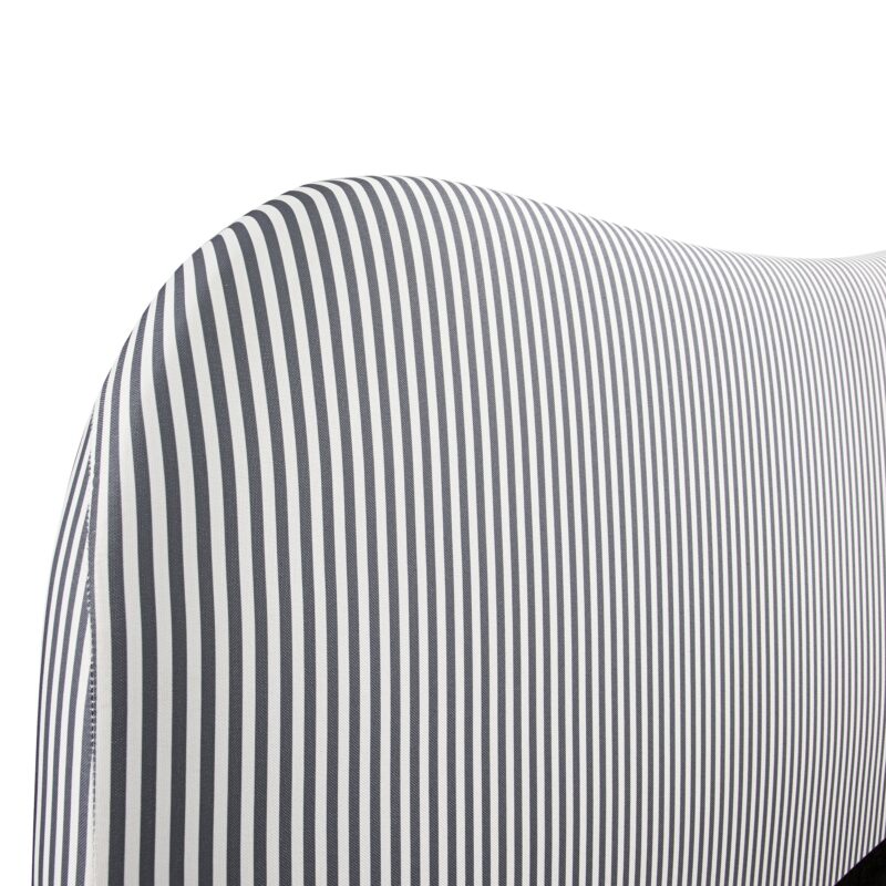 Egerie Curved Headboard Slate Blue Striped Fabric Ottoman Storage Bed - Image 15