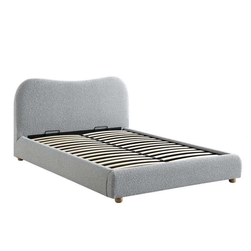 Egerie Curved Headboard Mist Grey Boucle Ottoman Storage Bed - Image 5