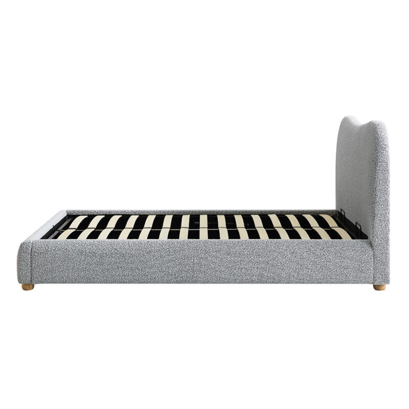 Egerie Curved Headboard Mist Grey Boucle Ottoman Storage Bed - Image 9