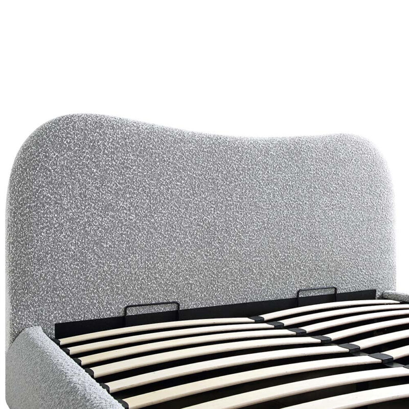 Egerie Curved Headboard Mist Grey Boucle Ottoman Storage Bed - Image 11