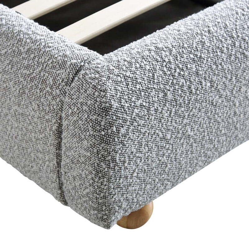 Egerie Curved Headboard Mist Grey Boucle Ottoman Storage Bed - Image 13