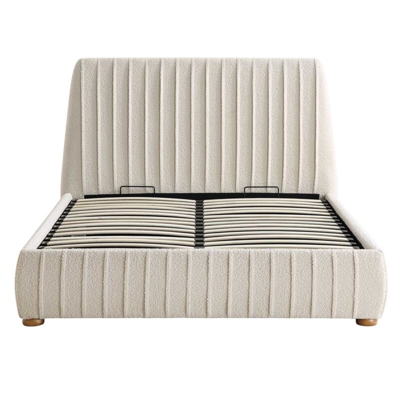 Helia Pleated Ottoman Storage Bed, Beige Boucle - Image 5