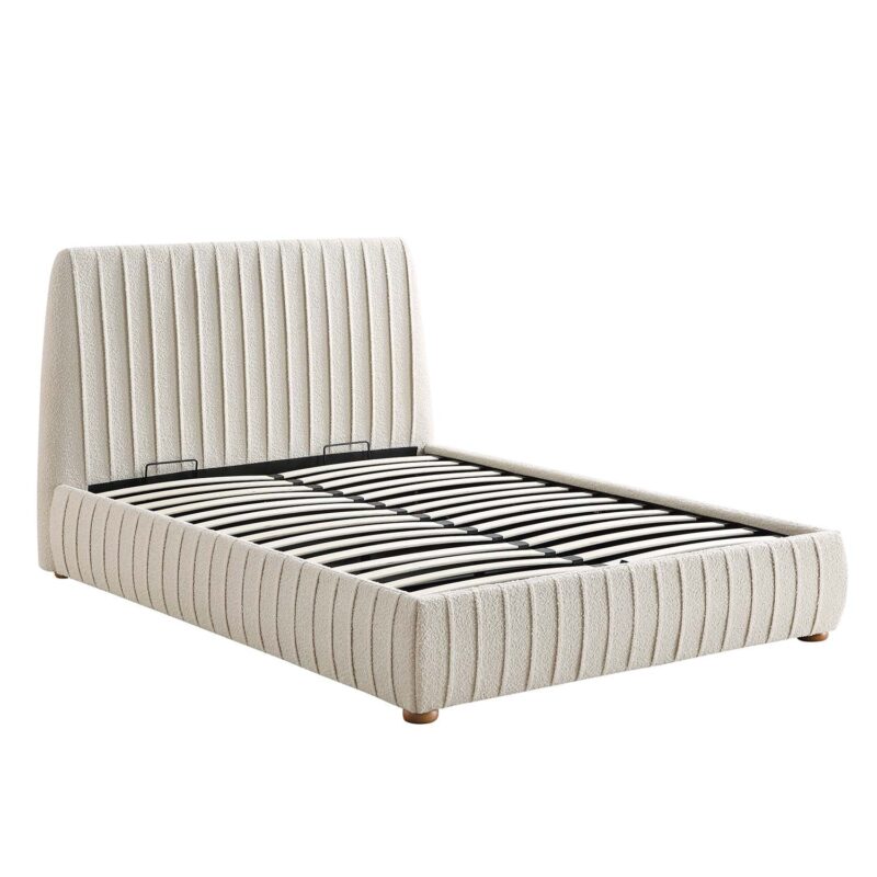 Helia Pleated Ottoman Storage Bed, Beige Boucle - Image 6