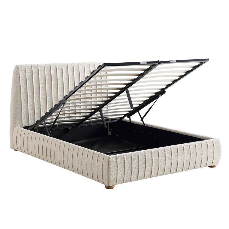 Helia Pleated Ottoman Storage Bed, Beige Boucle - Image 8