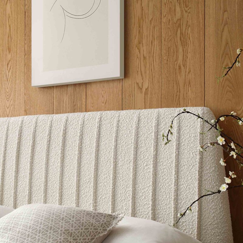 Helia Pleated Ottoman Storage Bed, Beige Boucle - Image 4