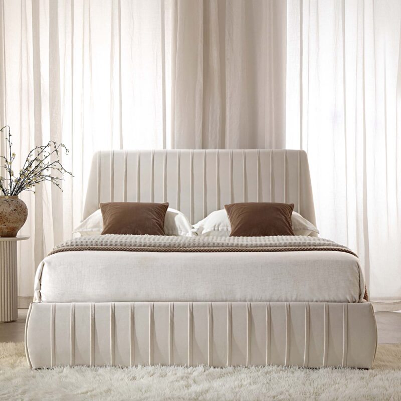Helia Pleated Ottoman Storage Bed, Champagne Velvet - Image 2