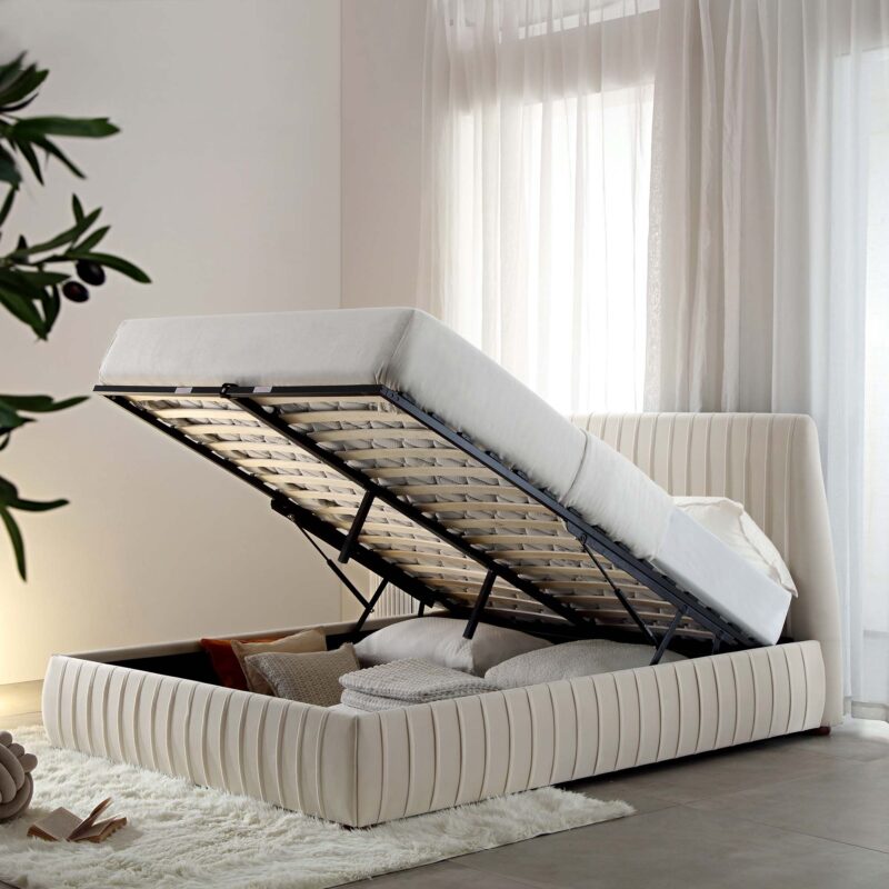 Helia Pleated Ottoman Storage Bed, Champagne Velvet - Image 3