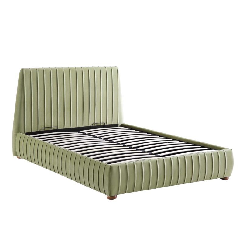 Helia Pleated Ottoman Storage Bed, Lichen Velvet - Image 6