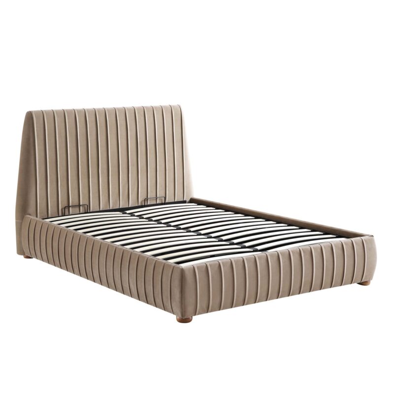 Helia Pleated Ottoman Storage Bed, Taupe Velvet - Image 6