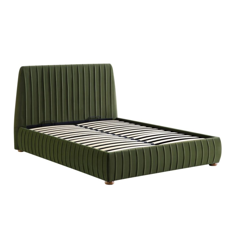 Helia Pleated Ottoman Storage Bed, Moss Green Velvet - Image 6