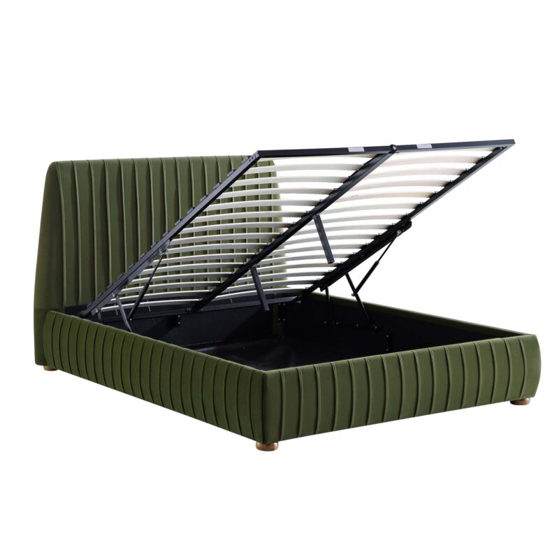 Helia Pleated Ottoman Storage Bed, Moss Green Velvet - Image 8