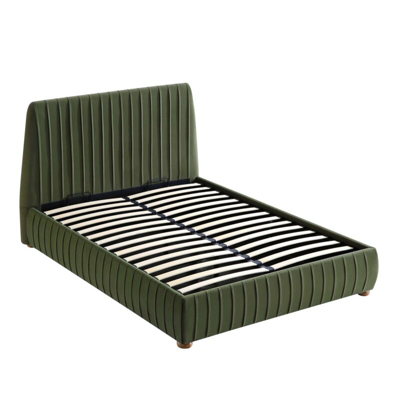 Helia Pleated Ottoman Storage Bed, Moss Green Velvet - Image 9