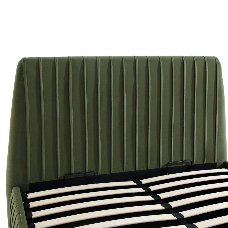 Helia Pleated Ottoman Storage Bed, Moss Green Velvet - Image 12