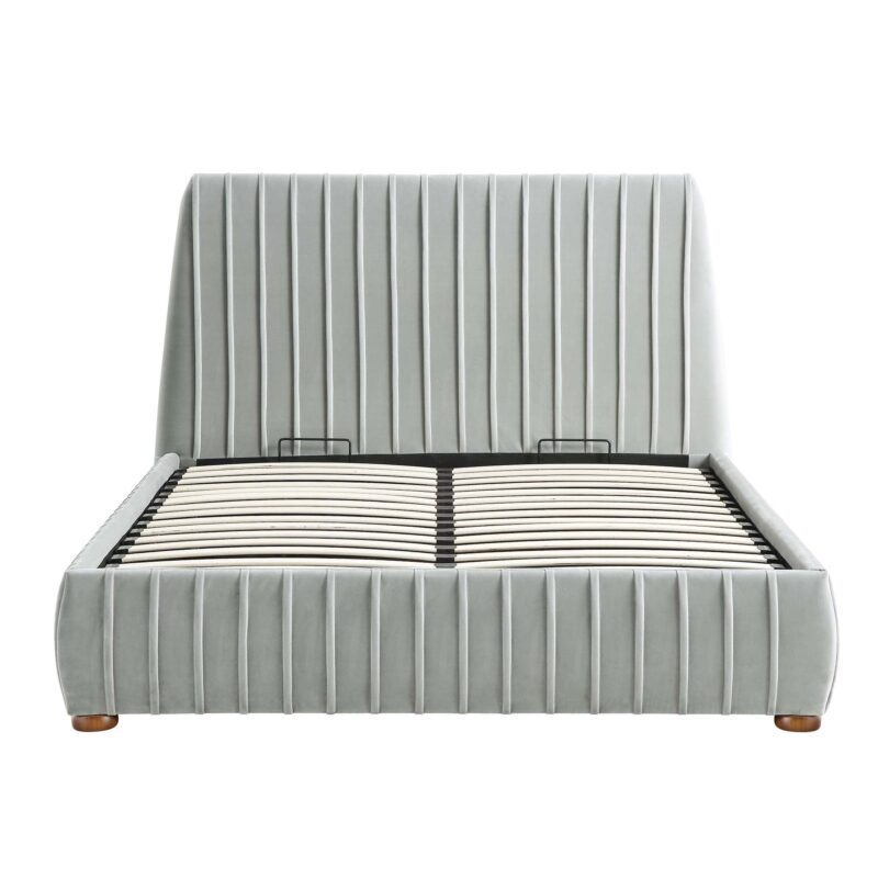 Helia Pleated Ottoman Storage Bed, Silver Grey Velvet - Image 5