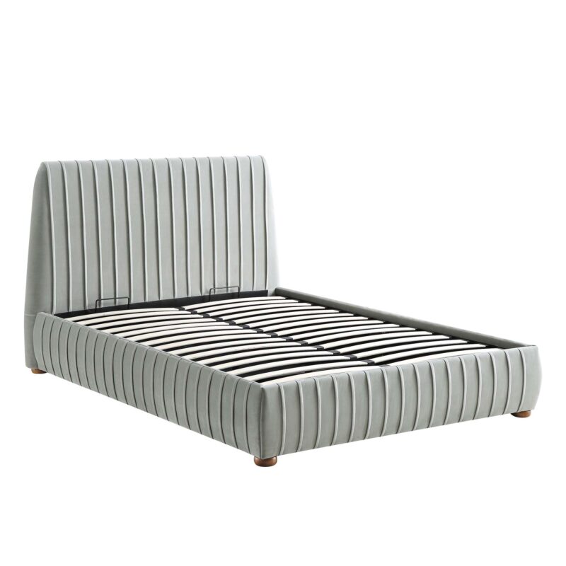 Helia Pleated Ottoman Storage Bed, Silver Grey Velvet - Image 6