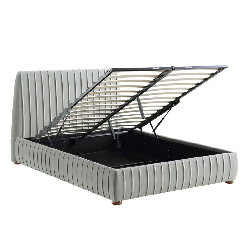 Helia Pleated Ottoman Storage Bed, Silver Grey Velvet - Image 8