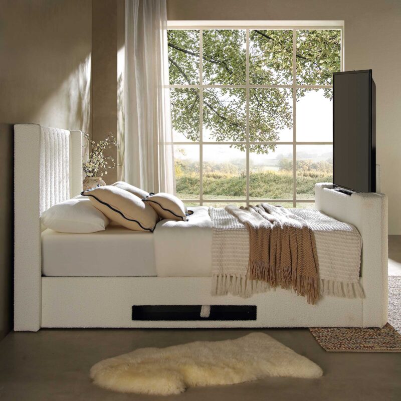 Wilton White Boucle Ottoman TV Bed - Image 2