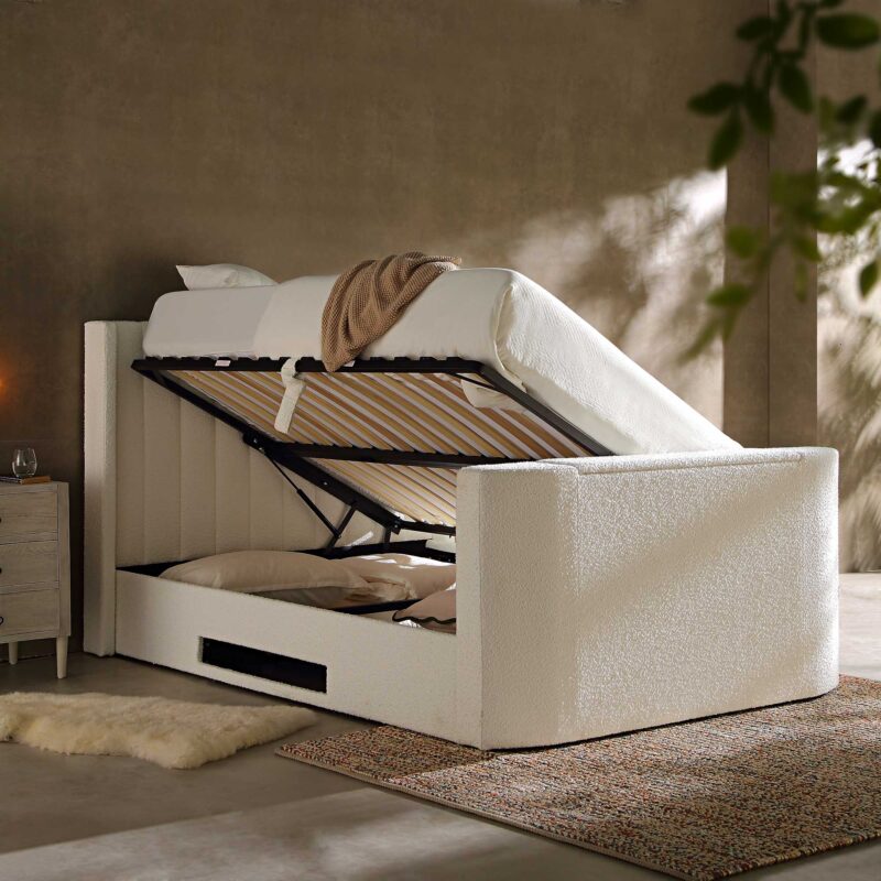 Wilton White Boucle Ottoman TV Bed - Image 3