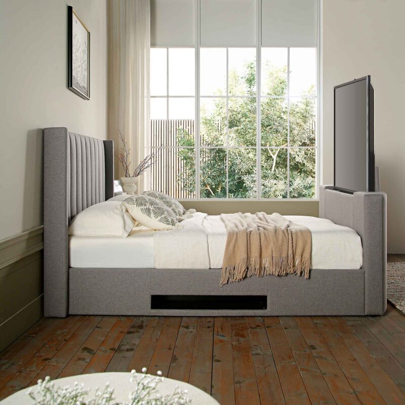 Wilton Grey Fabric Ottoman TV Bed - Image 2
