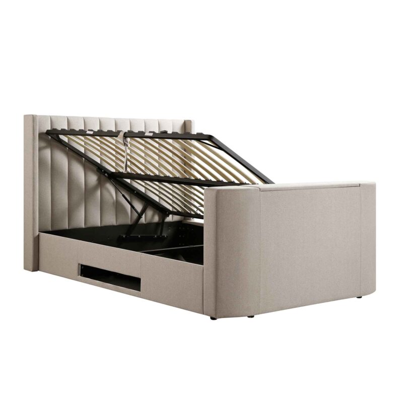 Wilton Warm Stone Fabric Ottoman TV Bed - Image 9