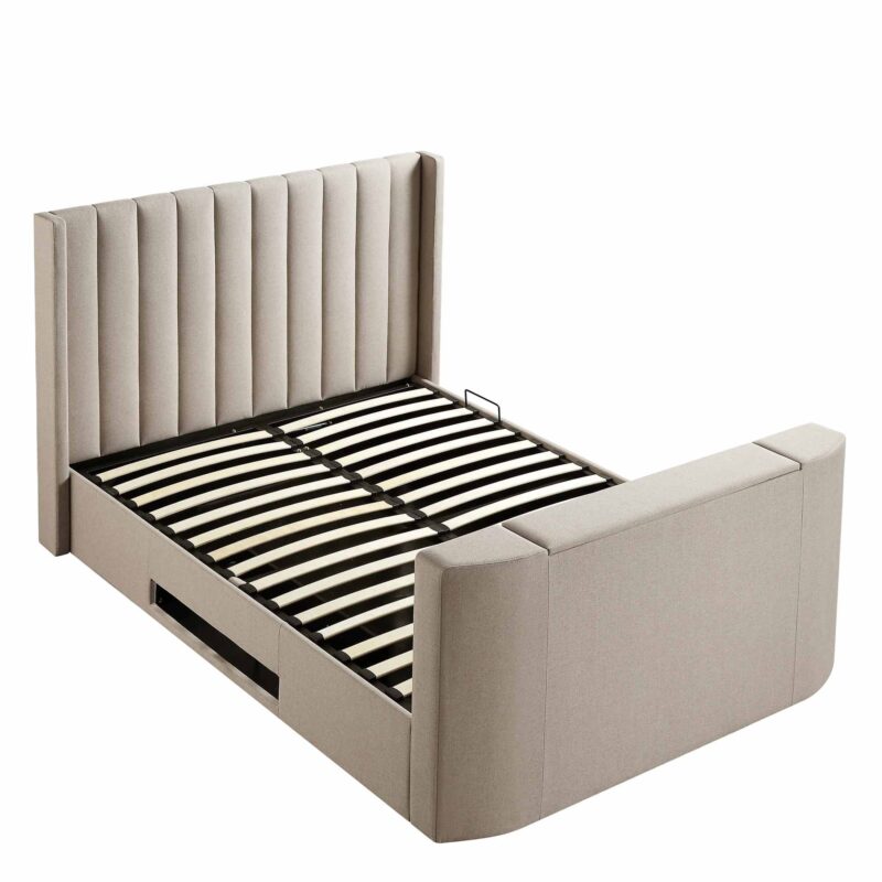 Wilton Warm Stone Fabric Ottoman TV Bed - Image 10