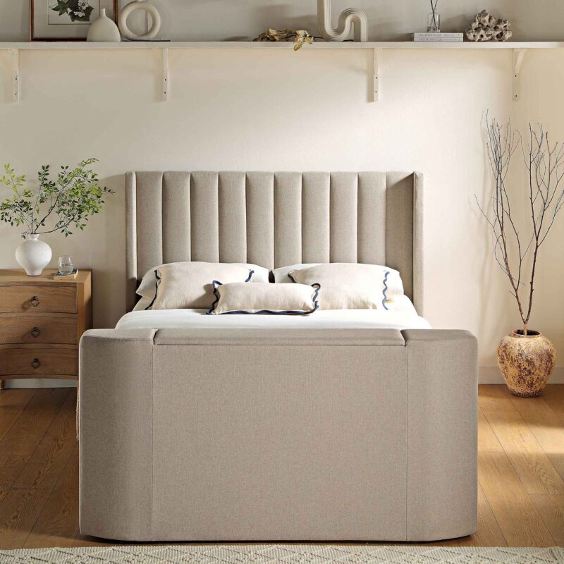 Wilton Warm Stone Fabric Ottoman TV Bed - Image 4